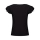 black frilled shirt with frilled sleeves with black floral accents