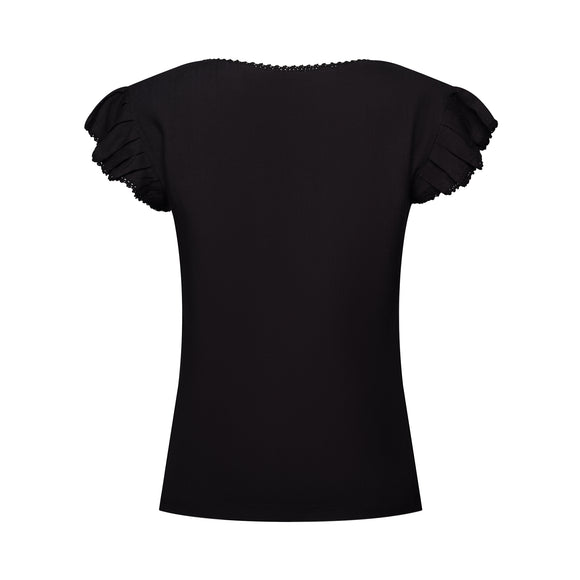 black frilled shirt with frilled sleeves