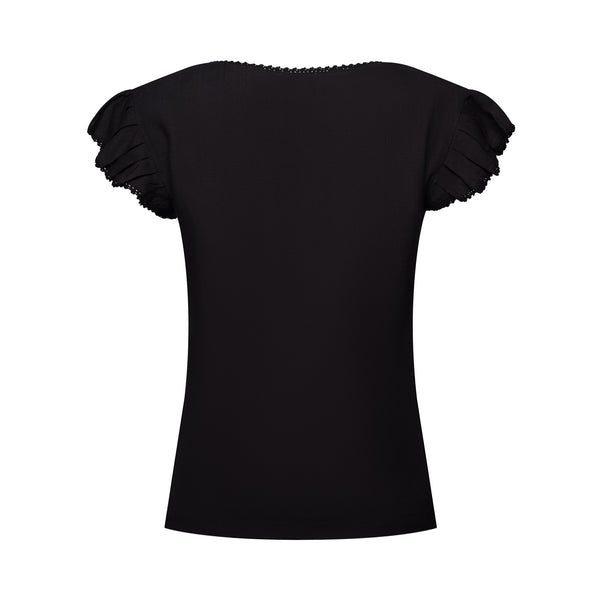 black frilled shirt with frilled sleeves