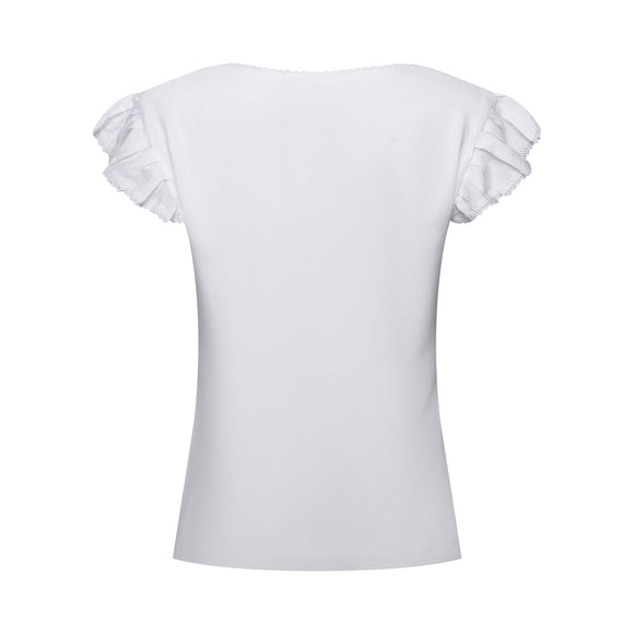 white frilled shirt with frilled sleeves