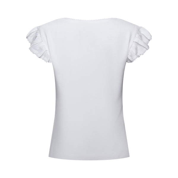 white frilled shirt with frilled sleeves