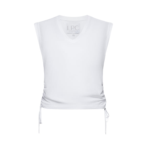 white sleeveless shirt front