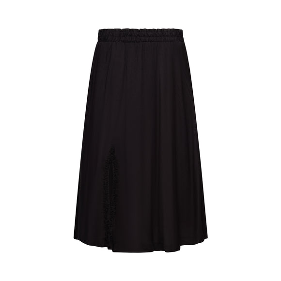 black skirt with floral accent