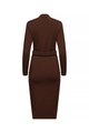 long brown dress, with brown belt