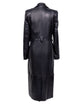 leather black trench coat back view