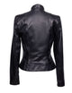 back of leather black blazer