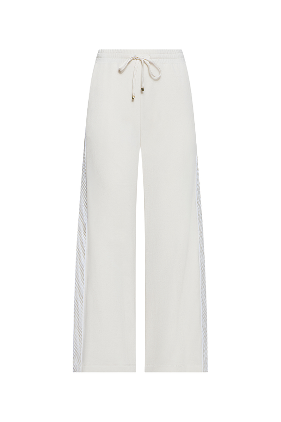 White pants against a white background