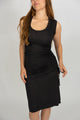 woman wearing long black dress