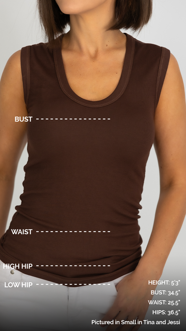 brown tank top with a diagram