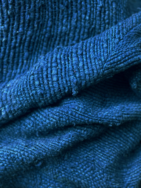 closeup of blue poncho