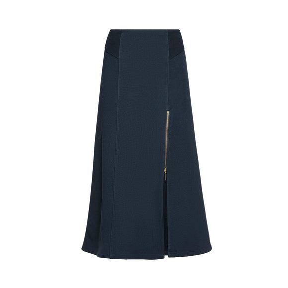 flowy skirt in blue with gold zipper