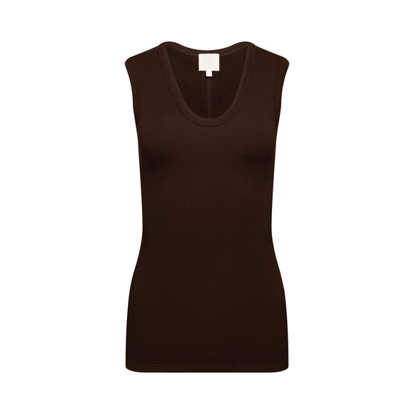 brown tank top