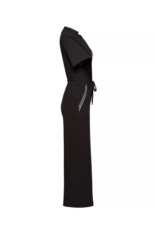 long black dress, with black belt