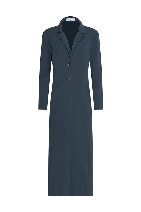 Long dark grey coat on a white background