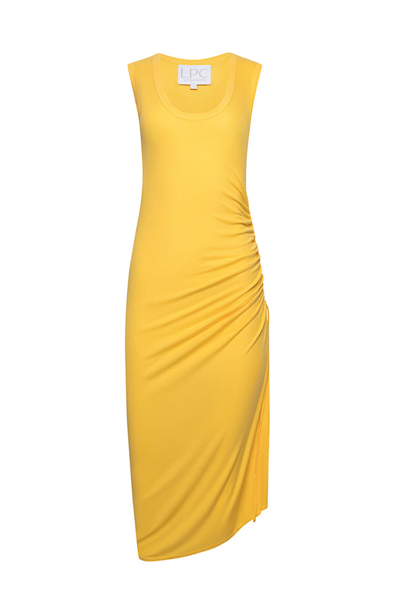 rib knit dress in yellow