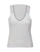 white V-neck tank top with a hint of gold on the shoulders 