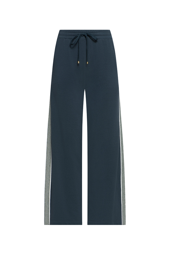 Grey pants with a drawstring on a white background