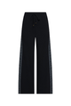 Black pants with a drawstring on a white background